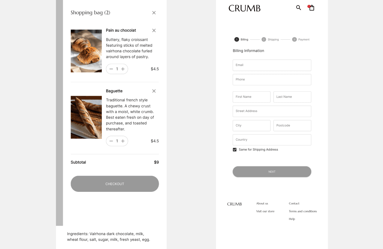 homepage of crumb project